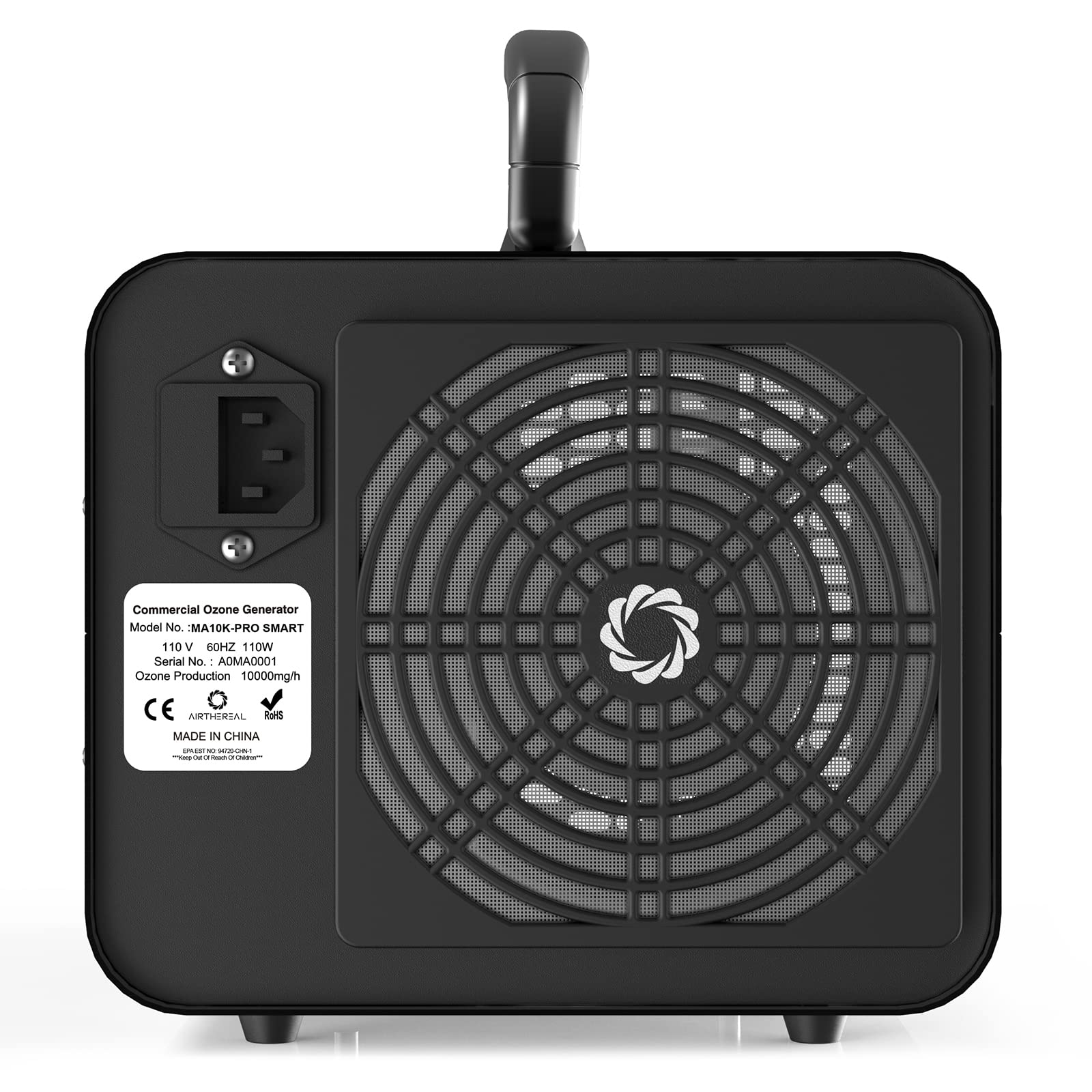 Airthereal MA10K-PRO SMART WiFi Ozone Generator - High Ozone Output Capacity Ozonator- Odor Remover, Deodorizer, Sterilizer - Adjustable Output and Timer Settings for Any Size Room - Black