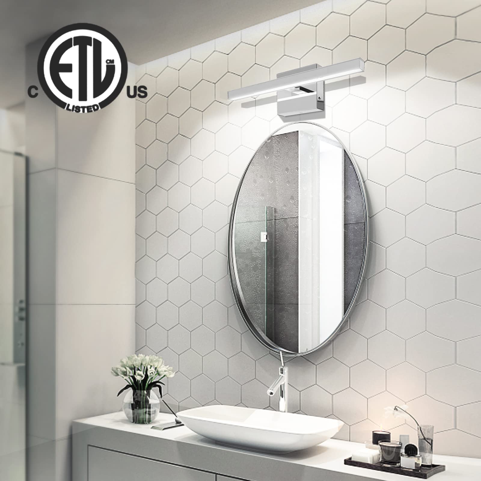 VOLISUN Modern Bathroom Vanity Light 15.7 Inch, 12W Dimmable 5CCT Led ...