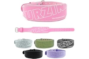 GURZINN 9mm Leather Fitness Weight Lifting Belt for Women&Men with 4 Inches Padded Lumbar Support for Power Lifting Workout & Squats Exercise