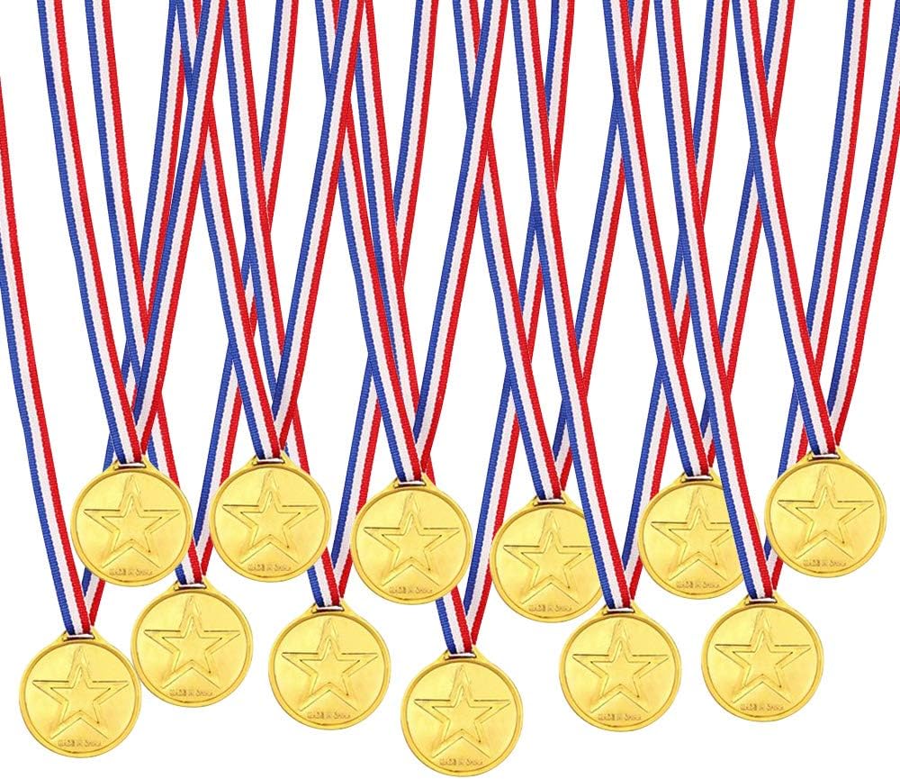Gobesty Plastic Medals, Kids Gold Medal with Safety Buckle Children