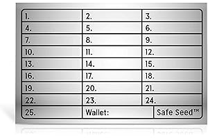 Safe Seed Metal Wallet Molybdenum Edition 4750°F Melting Point 12-25 Word Recovery Passphrase Stamp Plate. The Ultimate Seed Phrase Cold Storage! Bitcoin Ethereum Ledger Trezor KeepKey