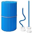 BlueBee Pure Beeswax Candles Bulk for Home - 100pcs Tall Thin Taper Candles + 4 Holders, Honey Scent, Smokeless, Long-Burn, All Natural for Church Prayer, Hanukkah, Birthday Cake, Christmas Advent