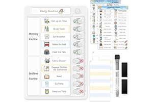 OORAII Reusable Behavior Chore Chart for Kids w/ 52 Stickers, Dry Erase Daily Routine Chart, Sliding Chore Board Planning Board, Reward Chart for Kids, Responsibility Chart for Back to School, 1 Pack