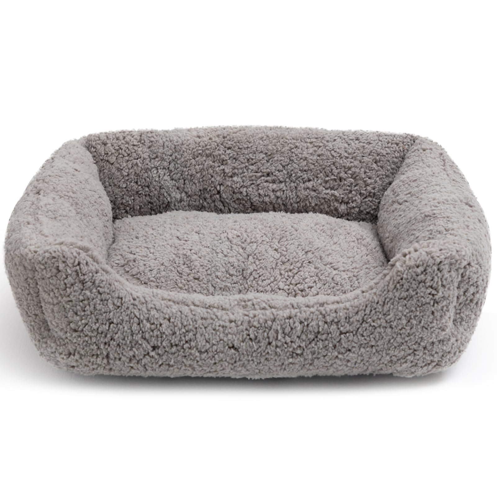 Hollypet Cat Bed Sherpa Fleece Small Dog Bed Pet Bed for Cats and Puppy, Soft Pet Sleeping Bed Breathable Pet Cushion, Light Grey(55 * 45 * 15cm)