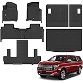 Jenofa-for 2021-2026 Chevy Suburban/GMC Yukon XL/Cadillac Escalade ESV 7-Seater All Weather Floor Mats Automotive Car Mat Accessories (Floor Mats & Rear Seat Back Mats & Cargo Liner)