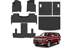 Jenofa-for 2021-2026 Chevy Suburban/GMC Yukon XL/Cadillac Escalade ESV Bukcet 7-Seater All Weather Floor Mats Automotive Car Mat Accessories (Floor Mats & Rear Seat Back Mats & Cargo Liner)