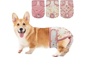 BELLA & PAL Washable Dog Diapers Female, 3 Pack Highly Absorbent Dog Diapers for Small Dogs, Leak-Proof Puppy Diapers for Fem