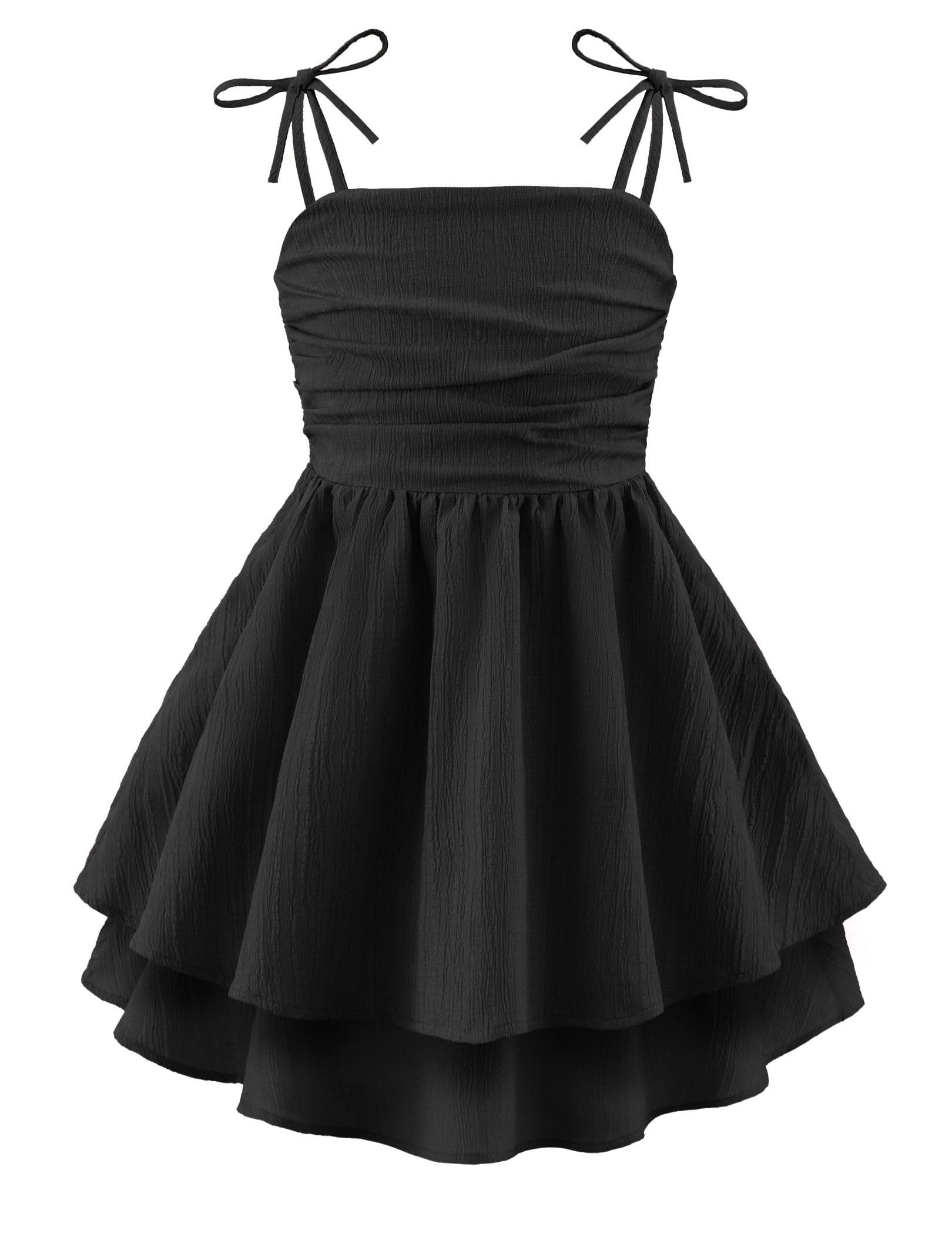 Photo 1 of Arshiner Girl Summer Dress Spaghetti Strap Midi Beach Casual Party Special Occasion Formal Funeral Tween Dresses Black Size 6