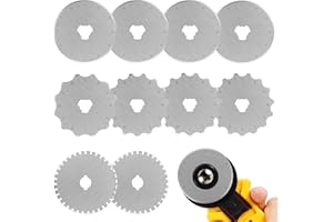 10 Pcs Crochet Edge Rotary Cutter Blade Set 45mm Perforating Blades 12/15 Teeth Crochet Skip Blade Rotary Cutter Replacement 