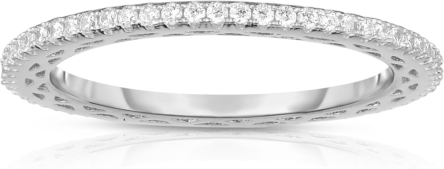 Rhodium Plated Sterling Silver AllAround Cubic Zirconia Eternity