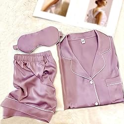 WJing Yi Jia Womens Pajama Sets XS-4XL Silk Satin
