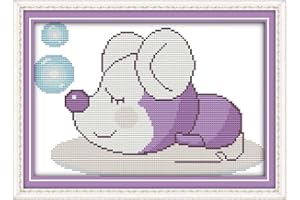 Maydear Cross Stitch Kits Stamped Full Range of Embroidery Starter Kits for Beginners DIY 11CT 3 Strands - The Mouse 15×9(inch)