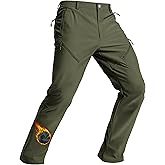 TACVASEN Men's Winter Hiking Pants Fleece Lined Waterproof Softshell Snow Ski Insulated Work Cargo Pants with 6 Zip Pockets