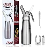 Aluminum Whipped Cream Dispenser 500mL, Cream Whipper Kit with 3 SS Decorating Tips, for Home Bar &amp; Coffee Toppings, Chargers Not Included