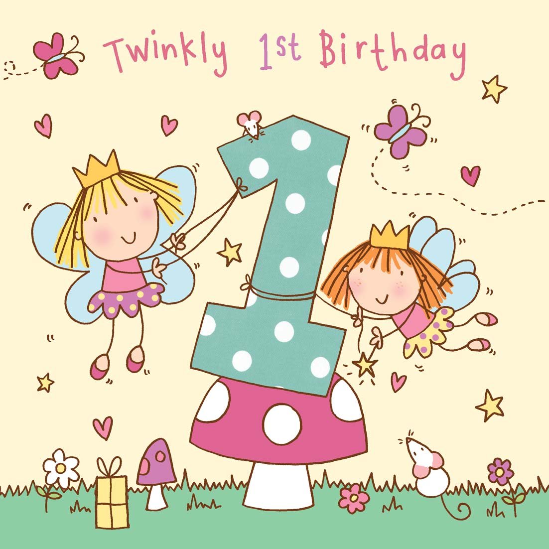 Twizler 1st Birthday Card For Girl With Fairy Princess One Year