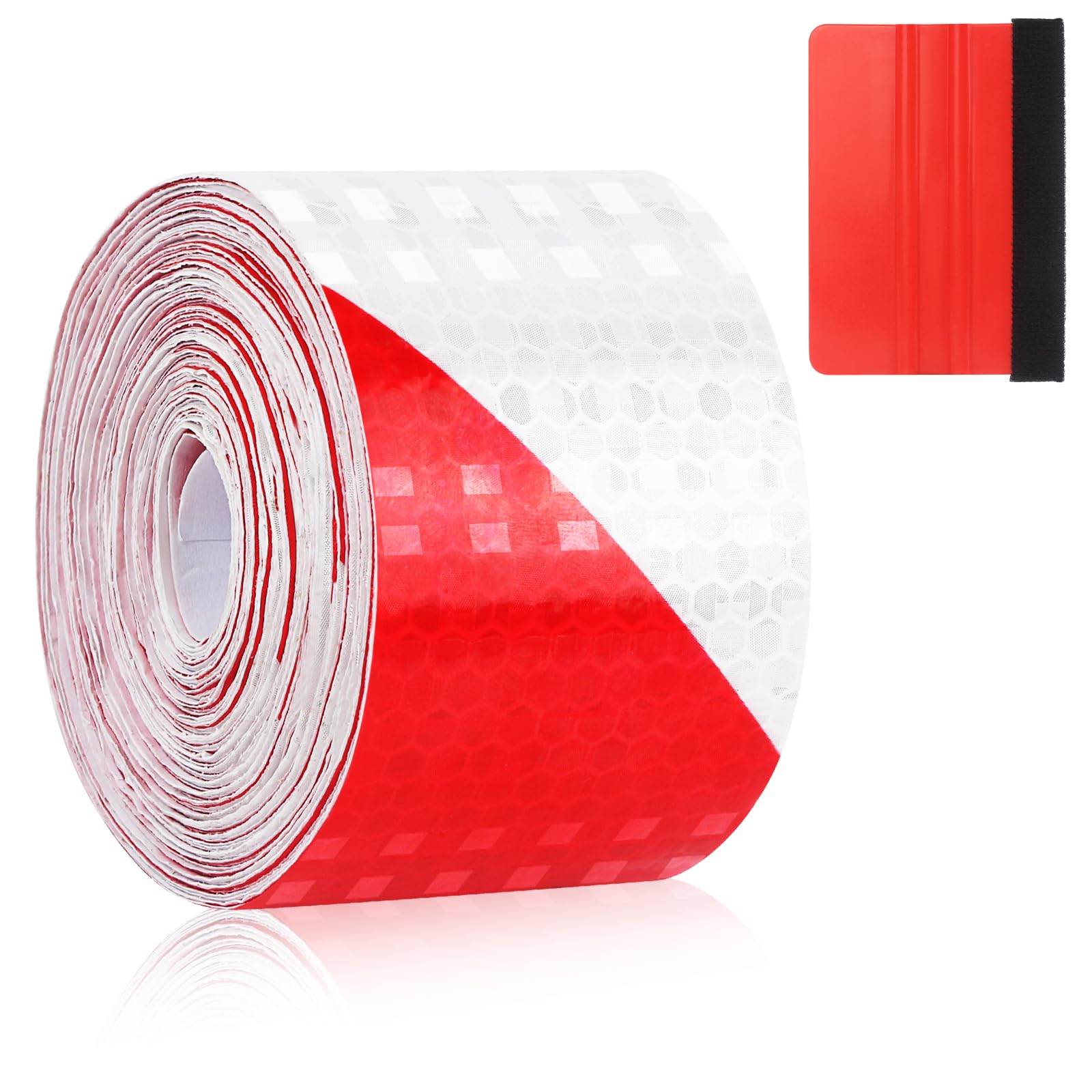 WEFINEST 5 cm x 10 m Reflective Tape Outdoor Waterproof, Red And White Safety Warning Tapes with Scraper, Hi Vis Tape Reflective Sticky Reflective Tape For Bikes, Car, Motorbike, Pram