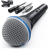 MRSDY Wired XLR Microphone, Metal Handheld Cardioid Dynamic Mic for Singing, Stage, Studio, Karaoke, with On/Off Switch, 16.4ft XLR Cable, Pouch, Microphone Clip, Windscreen (DY23)