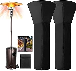 Patio Heater Covers Waterproof with Zipper Black-24 Months of use H87xD33xB19,Standing Propane Heater Covers for Home Outdoor Garden Treasuer with Upgraded 210D Standup Round Oxford