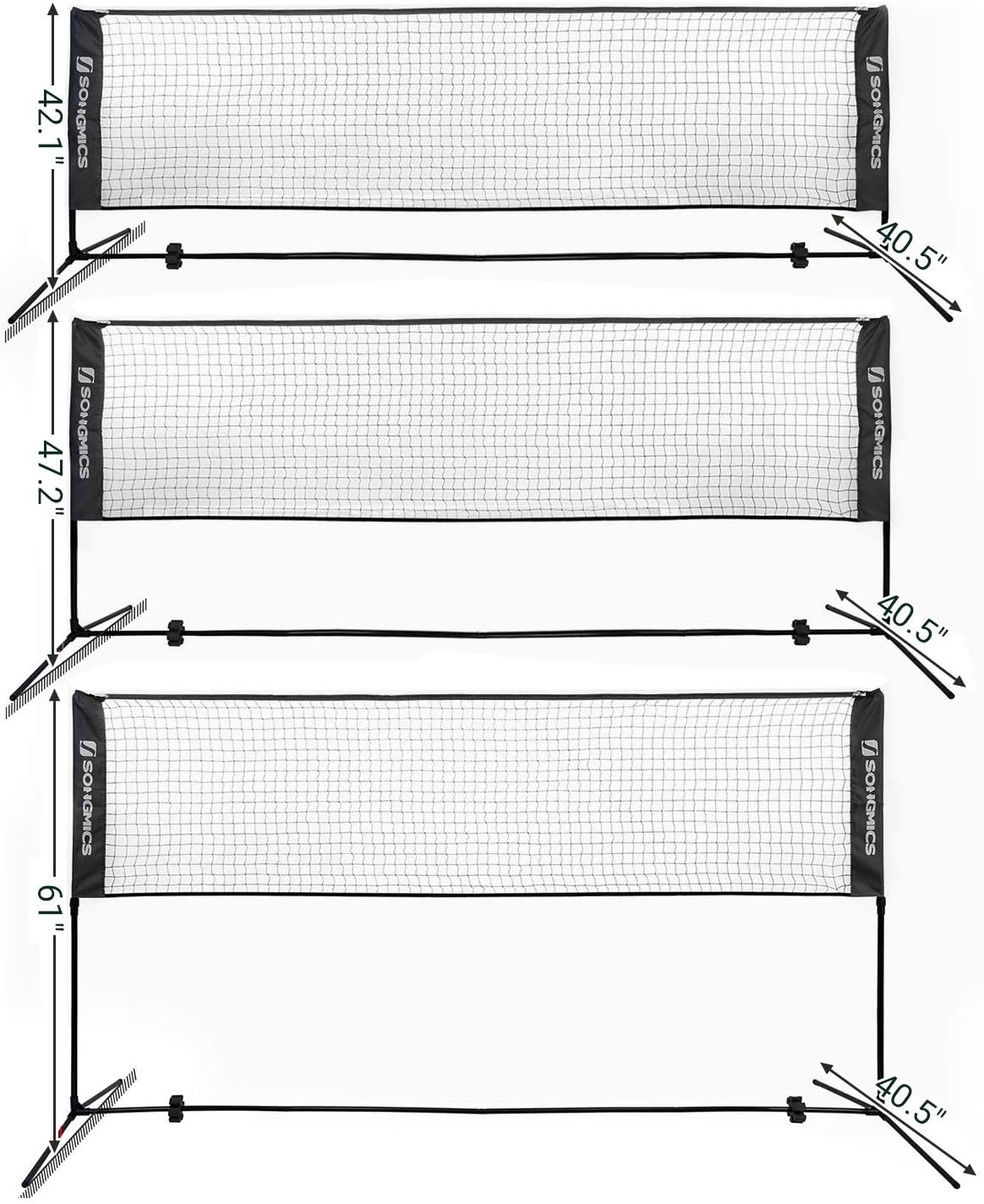 SONGMICS Badminton Net Set, Portable Sports Set for Badminton, Tennis, Kids Volleyball, Pickleball, Easy Setup, Nylon Net with Poles for Indoor Outdoor Court : Sports & Outdoors