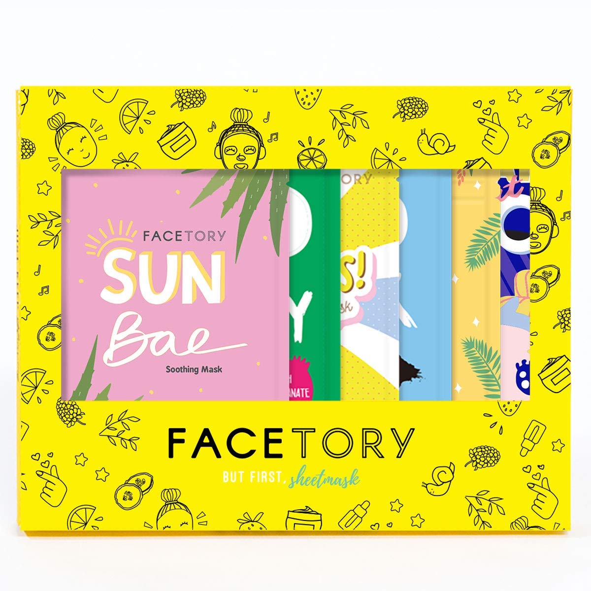 FaceTory 6 Sheet Mask Gift Set | Hydrate, Brighten, Moisturize for Glowing Skin