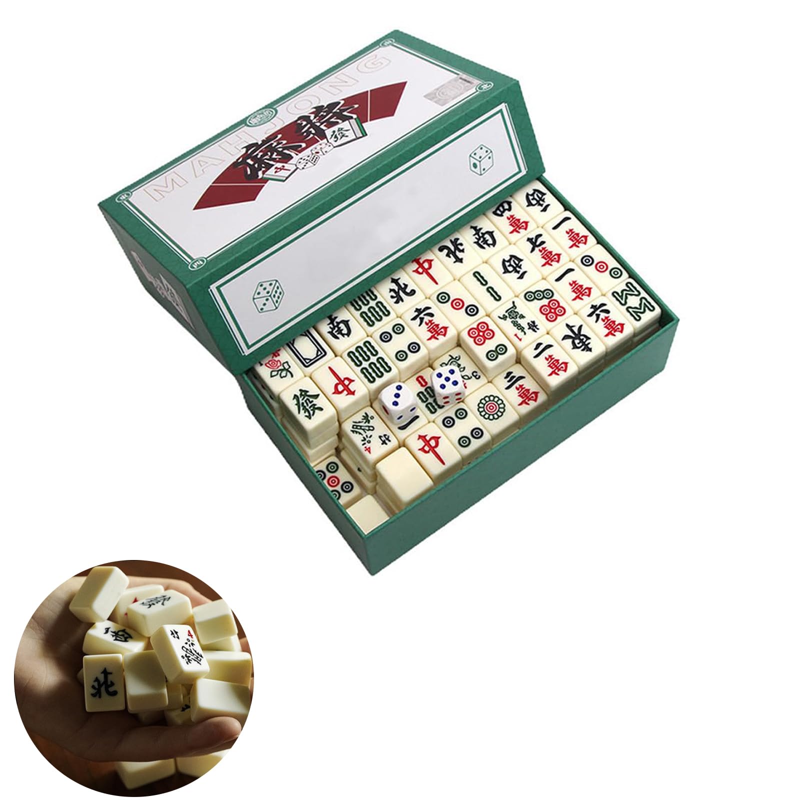 Mini Mahjong Game - Portable Chinese Traditional Set with 144 Tiles and 2 Dice