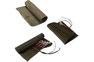Paint Brush Roll Canvas Pouch, Paint Brush Holder Roll Up Canvas Paint Brush Bag,Artist Acrylic Oil Watercolour Brushes Case,