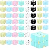 48 Pcs Infinity Cube Relif Toy, Infinite Cube Toy Bulk, Macaron Style | Sensory Flipping Blocks for Anxiety Relief, Handheld Desk Toy, Gift for Teens Adults Kids, Infinite Folding Calms Nerves