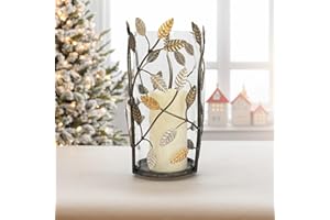 EODME Farmhouse Candle Holder with Glass Vases, Large Hurricane Pillar Candle Holder, Vintage Metal Candle Stand Decorative for Table Centerpiece, Wedding, Party, Christmas Decor, 6.25" W*11.5" H