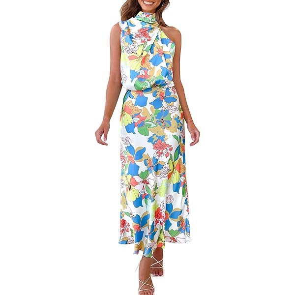anabelle floral mock neck satin cocktail dress Anabelle Floral Mock Neck Satin Cocktail Dress (Women)