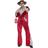 Morph Red Pimp Costume for Men, Pimp Outfit for Mens, 70s Outfits for Men, Mens 70s Costume