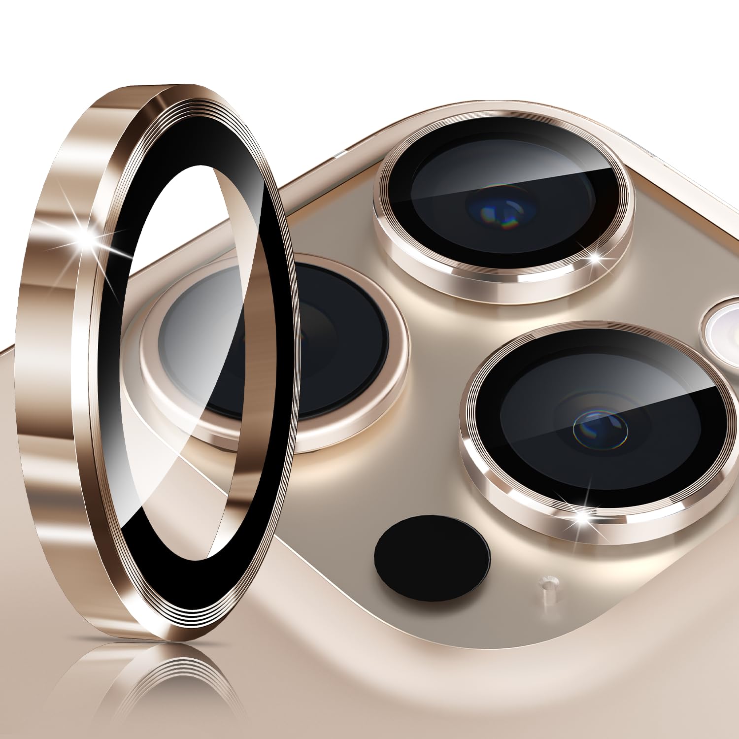 imluckies for iPhone 16 Pro - iPhone 16 Pro Max Camera Lens Protector, AR+AF Tempered Glass, 9H Ultra-Tough Metal Individual Lens Cover, HD Clear Camera Accessories, Case Friendly - Desert Titanium