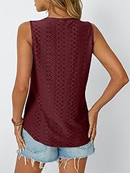 AUTOMET Women Summer Tank Top Eyelet Embroidery