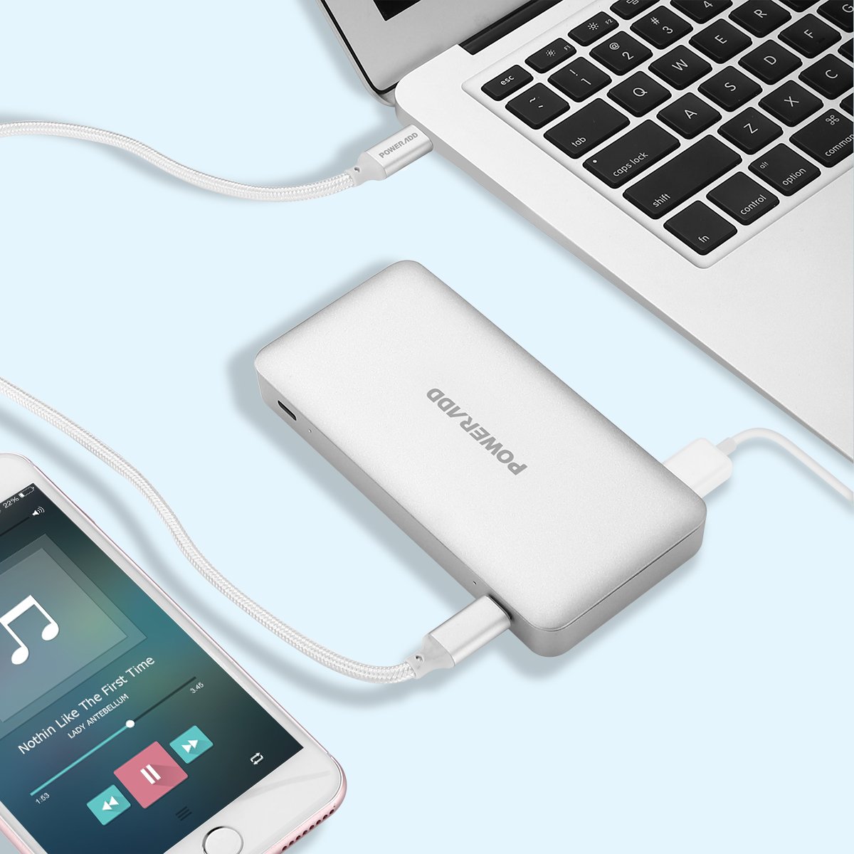 USB C Hub, Poweradd Ultra Slim Type C Hub 5-Port USB 3.0 and PD 2.0 Data Hub (5Gbps Transfer Speed, Anodized Alloy, Compact and Lightweight) for Mac, PC, USB Flash Drives and Other Devices - Silver