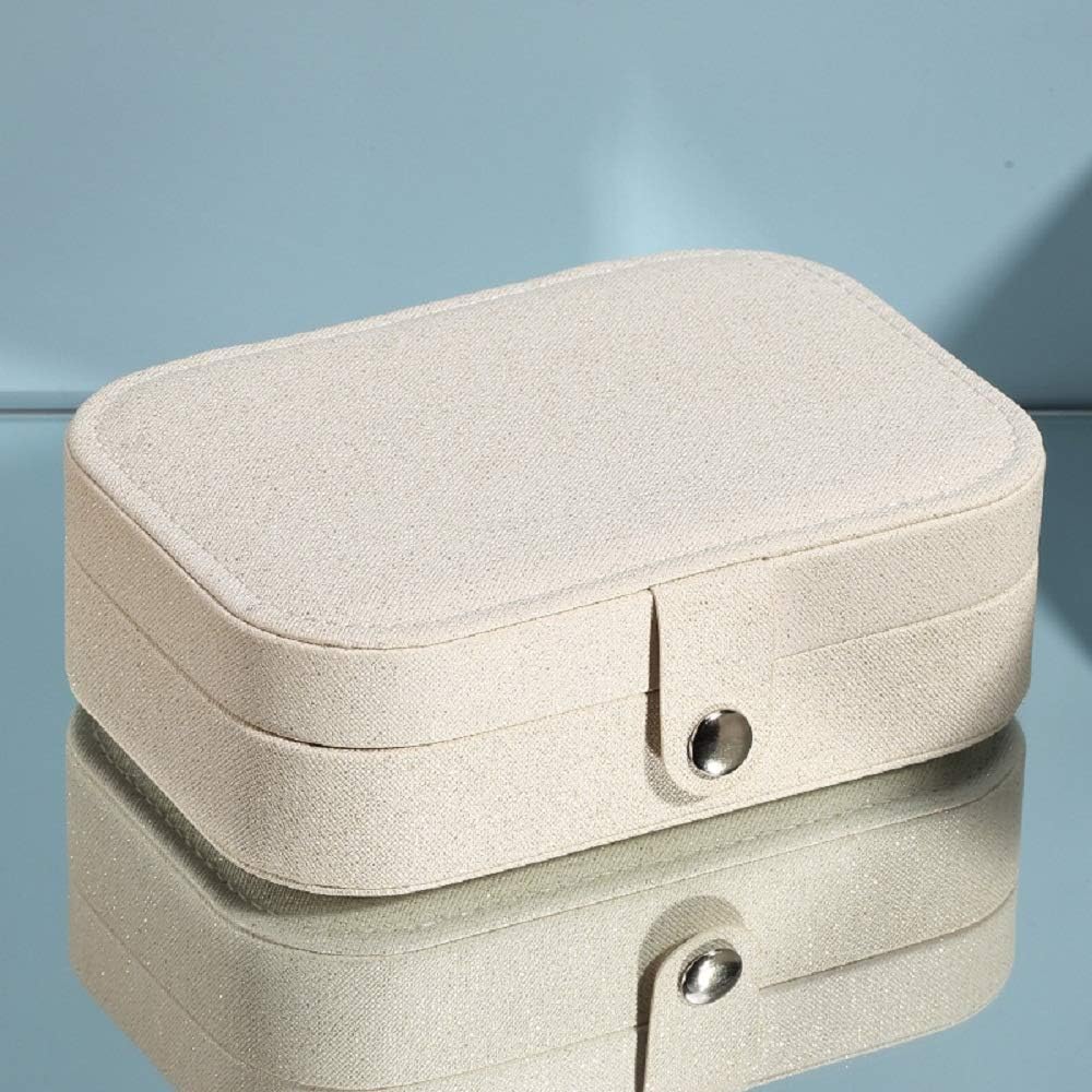 YONZONE Jewellery Box Organiser Travel Jewellery Case Storage Small Jewellery Boxes for Rings Earrings Necklace Bracelets Double Layer Faux Leather Jewelry Gift Box for Girls Women(White) - Image 3