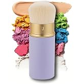 Retractable Kabuki Makeup Brush Foundation Brush Travel-Friendly Round | Residue Resistant Fast Drying Easy to Clean Bristles Works for Loose Powder Liquid Foundation Blush and Contour Sculpting