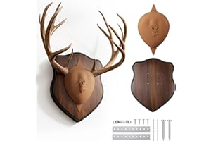 ElectricWise Deer Antler Mounting Kit, Wood Plaque Antler Mounting Kit with Silicone Skull Cover, Hardware Included(Brown Skull Cover,1 Pack)