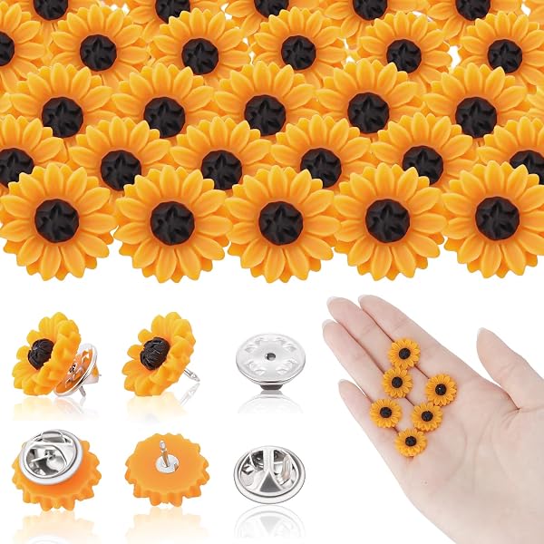Amazon.com: Quelay 100 Pack Sunflower Brooch Pins Floral Brooch