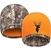 1 Pcs Reversible Camo Beanie for Men Waterproof Hunting Hat Warm Winter Windproof Cap for Cold Weather Ski Fishing