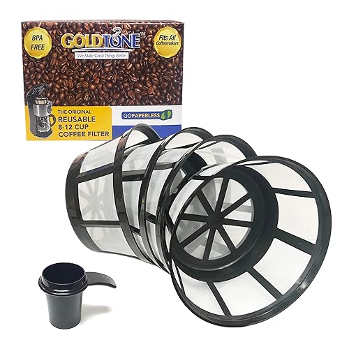 GoldTone Brand Reusable 8-12 Cup Basket Filter Reusable Basket Coffee  Filter Nylon Mesh fits Coffee, Black Decker, Proctor Silex (4 Pack)  in