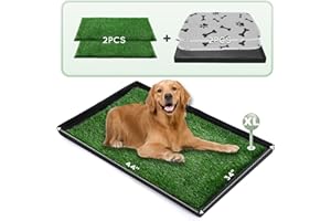 HQ4US 4LEGS Dog Grass Pad with Foldable Dog Litter Box,Extra Large Liner Base for Balcony，Ultra-Absorbent Artificial Grass Pads for Dogs Pee Pad Holder, Potty Training, 2 PCS Reusable Pee Pad