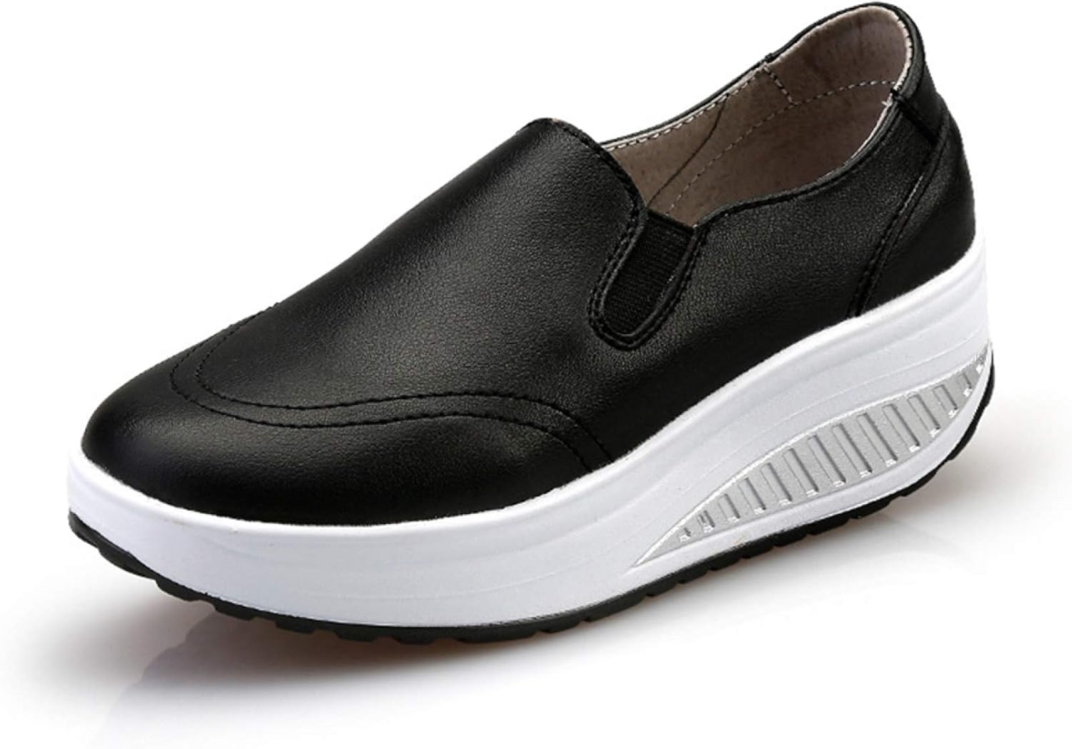 Women's Simple Round Toe Slip On Loafers Platform Comfort Boat Shoes