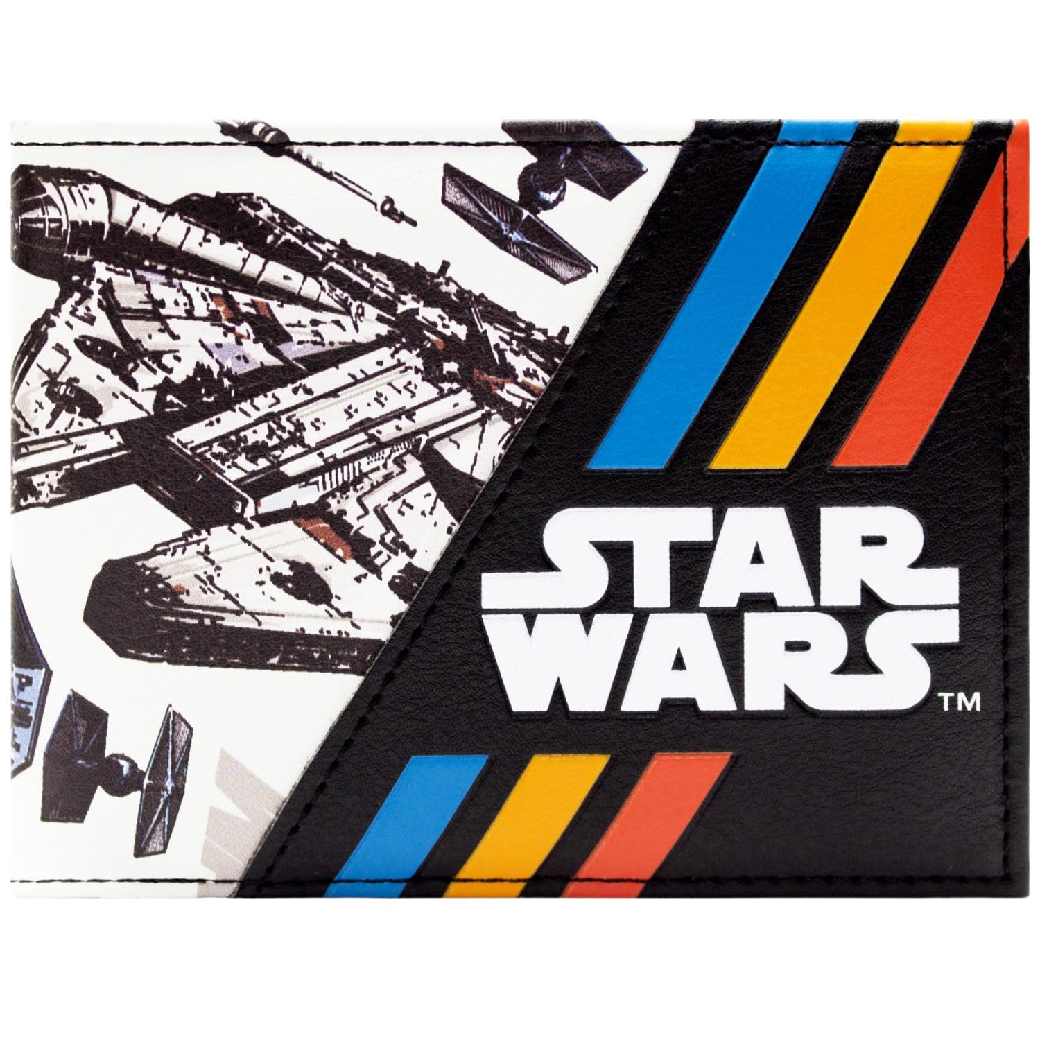 Return of the Jedi Star Wars Millennium Falcon Galactic Starfight White ID and Card Bi-Fold Wallet, One Size