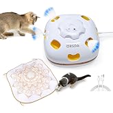 ORSDA Cat Toys for Indoor Cats, 4 in 1 Interactive Automatic Kitten Toys Hide and Seek with Mat, 8 Holes Mice Whack-A-Mole, Moving Wand Teaser Feathers,Rechargeable Electric Exercise Kicker Kitty Toy