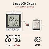 ThermoPro TP152 Hygrometer Indoor Thermometer with Clock, 3.3 inch Display view 2