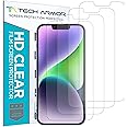 Tech Armor 4 Pack HD Clear Film Screen Protector Compatible for Apple NEW iPhone 16E, 14 (2022), 13 and iPhone 13 Pro (2021) 5G 6.1 Inch