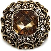 Craftisum 10 pcs Champagne Rhinestones Inlaid Retro Round Octagon Metal Shank Sewing Coat Buttons -25mm -1"