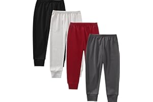 JARMAKO Toddler Boys Cotton Pants, 4-Pack Sweatpants Joggers for 2-6 Years