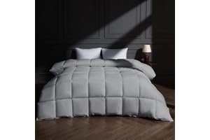 puredown Goose Down Comforter Duvets Set (Lightweight-Grey, King)