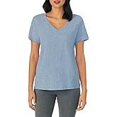 Nautica Womens Sleep Shirt - Lightweight, Breathable Pajama Top - Cotton Knit Jersey V-Neck Sleepwear and Loungewear