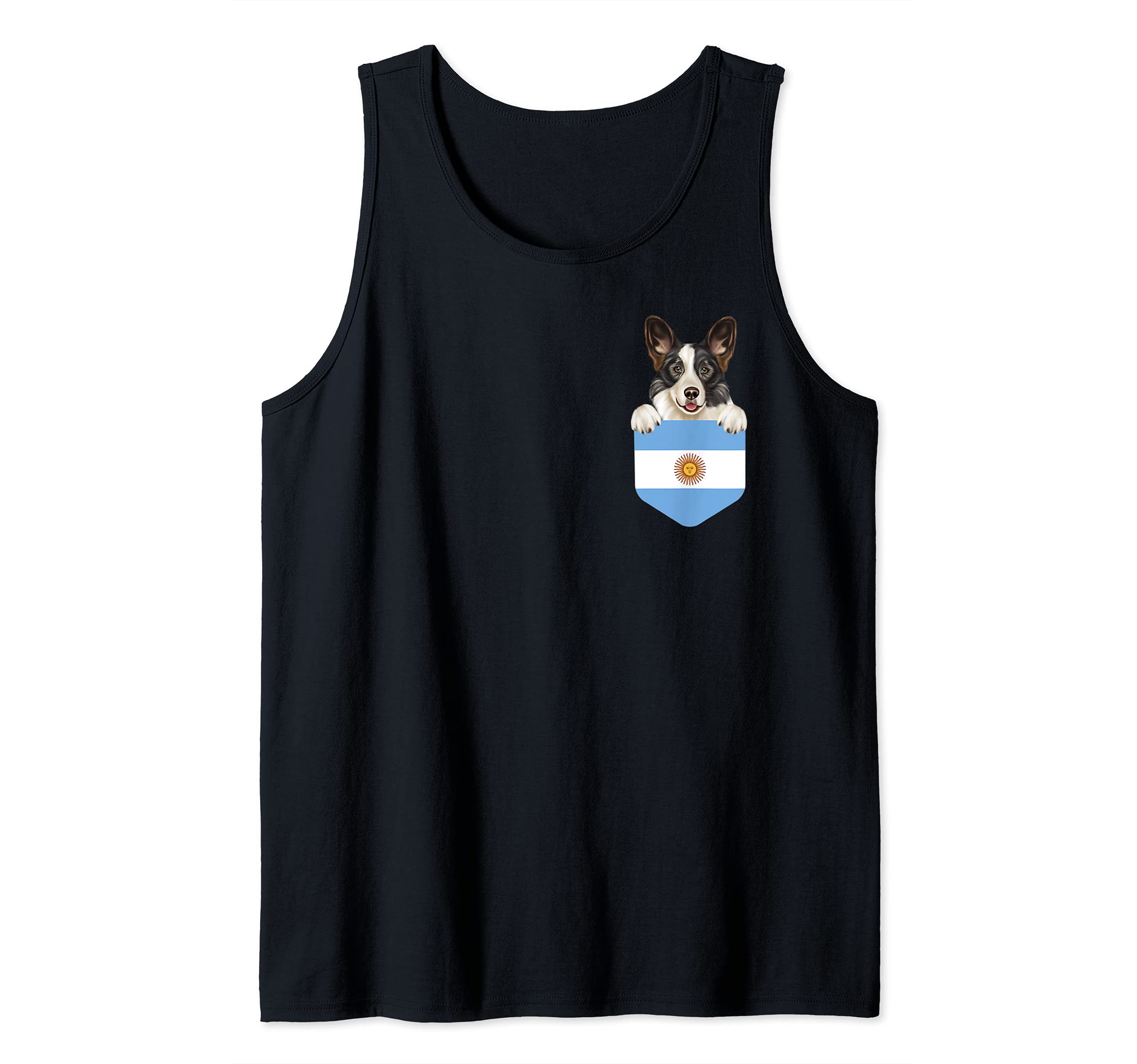 Argentina Flag Cardigan Welsh Corgi Dog In Pocket Tank Top